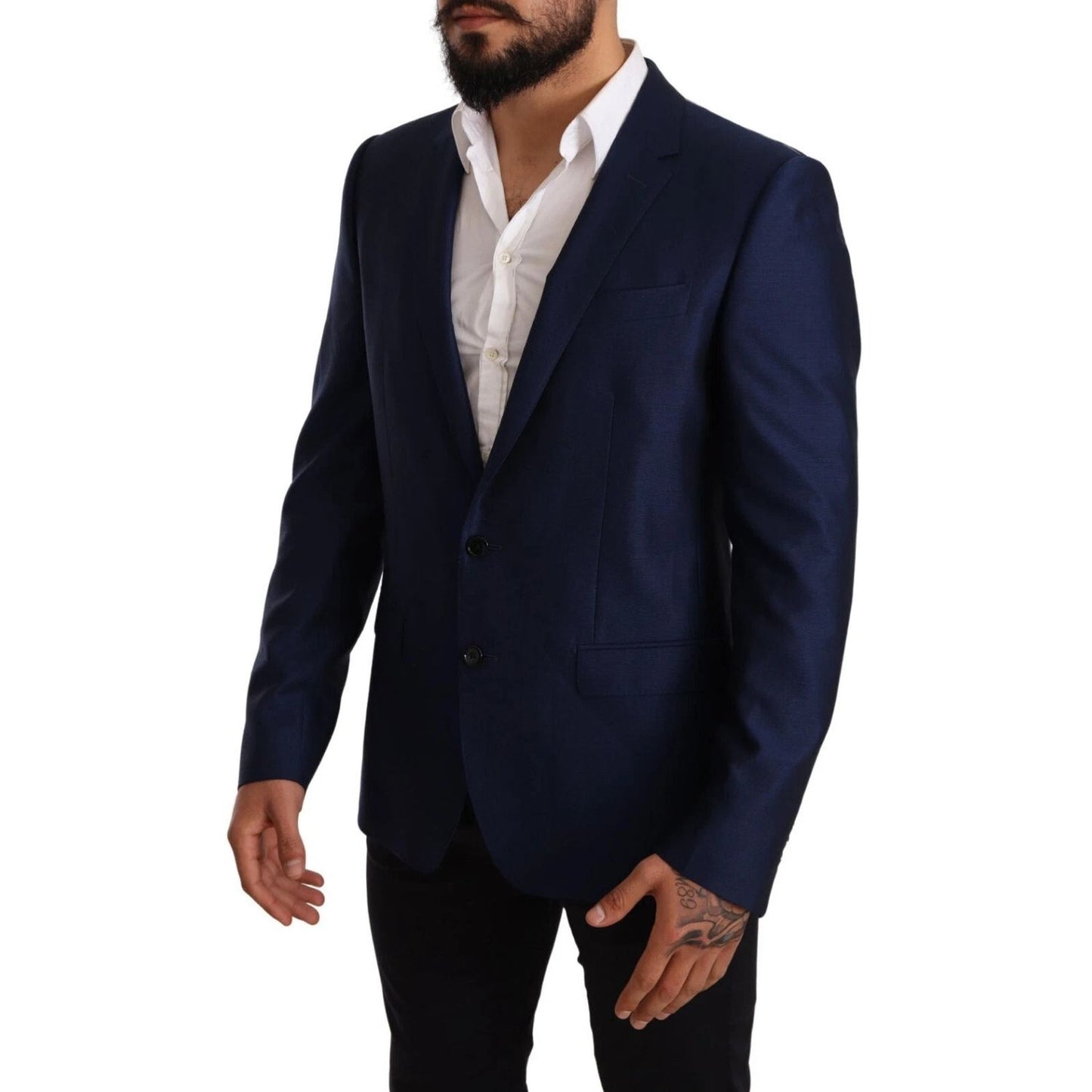 Dolce & Gabbana Blue MARTINI Wool Slim Fit Coat Blazer JKT2832-50