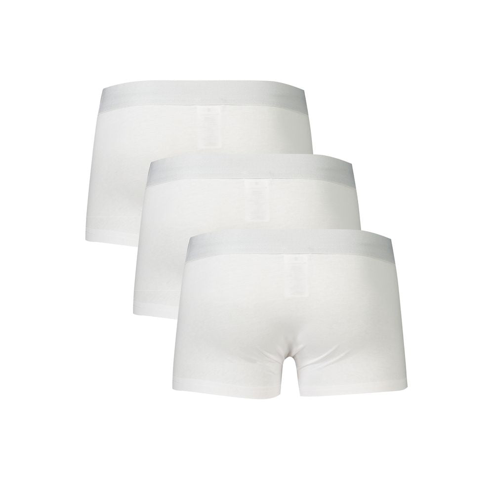 Bikkembergs White Cotton Underwear tri-pack with elastic waistband and logo print for elegance.