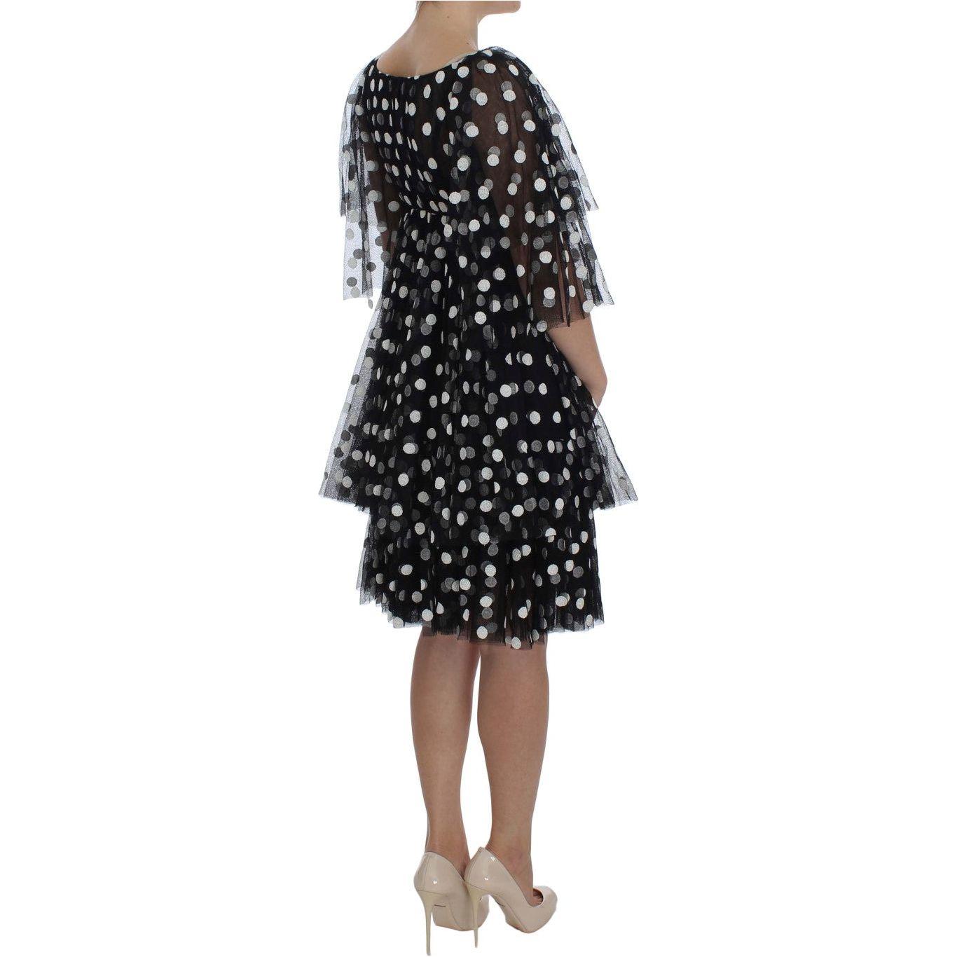 Dolce & Gabbana Black White Polka Dotted Ruffled Dress