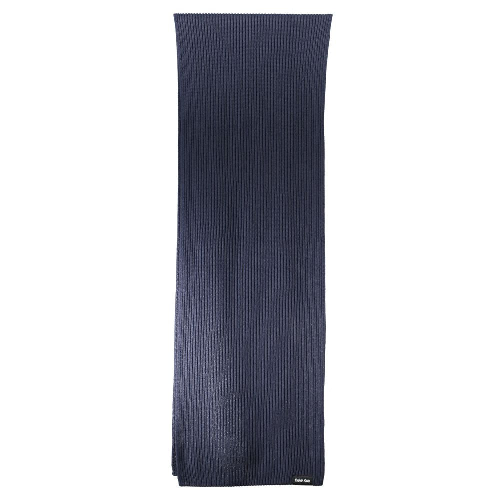 Calvin Klein Blue Cotton Scarf with logo, 30x160 cm, stylish fashion accessory.