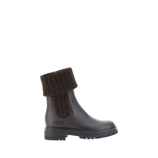 Gianvito Rossi Black Calf Leather Bos Taurus Ankle Boots