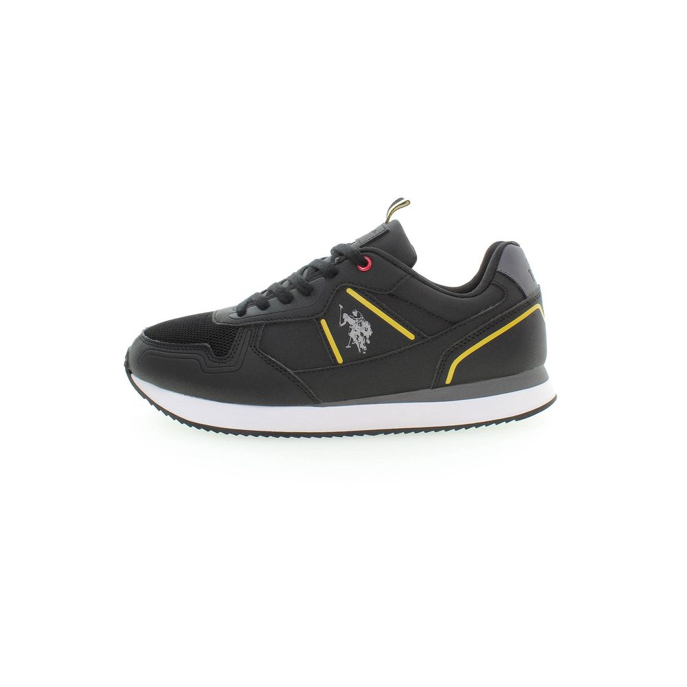 U.S. POLO ASSN. Black Polyester Sneaker with laces, contrasting details, and logo design.