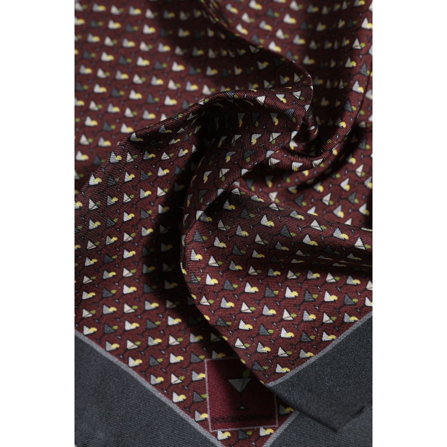 Dolce & Gabbana Maroon Cocktail Silk Square Foulard Scarf