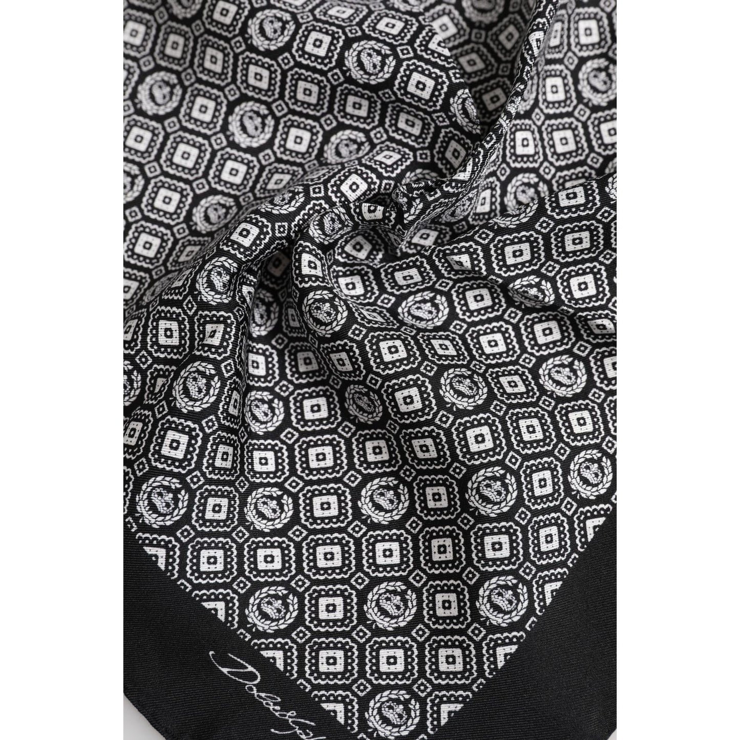 Dolce & Gabbana Black White Patterned Square Foulard Scarf