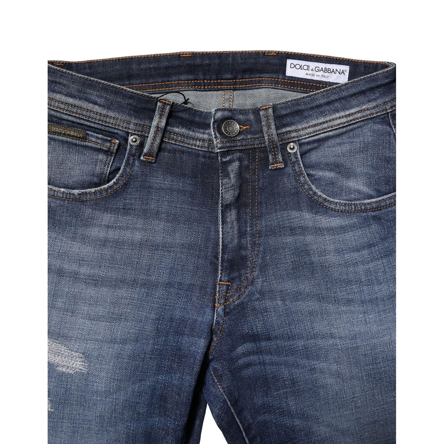Dolce & Gabbana Blue Washed Cotton Slim Fit Men Denim Jeans PAN74884-44