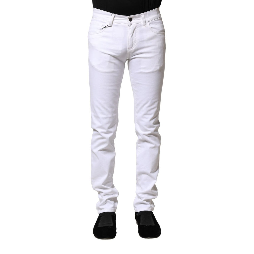 Dolce & Gabbana White Cotton Skinny Men Denim Jeans PAN75367-46