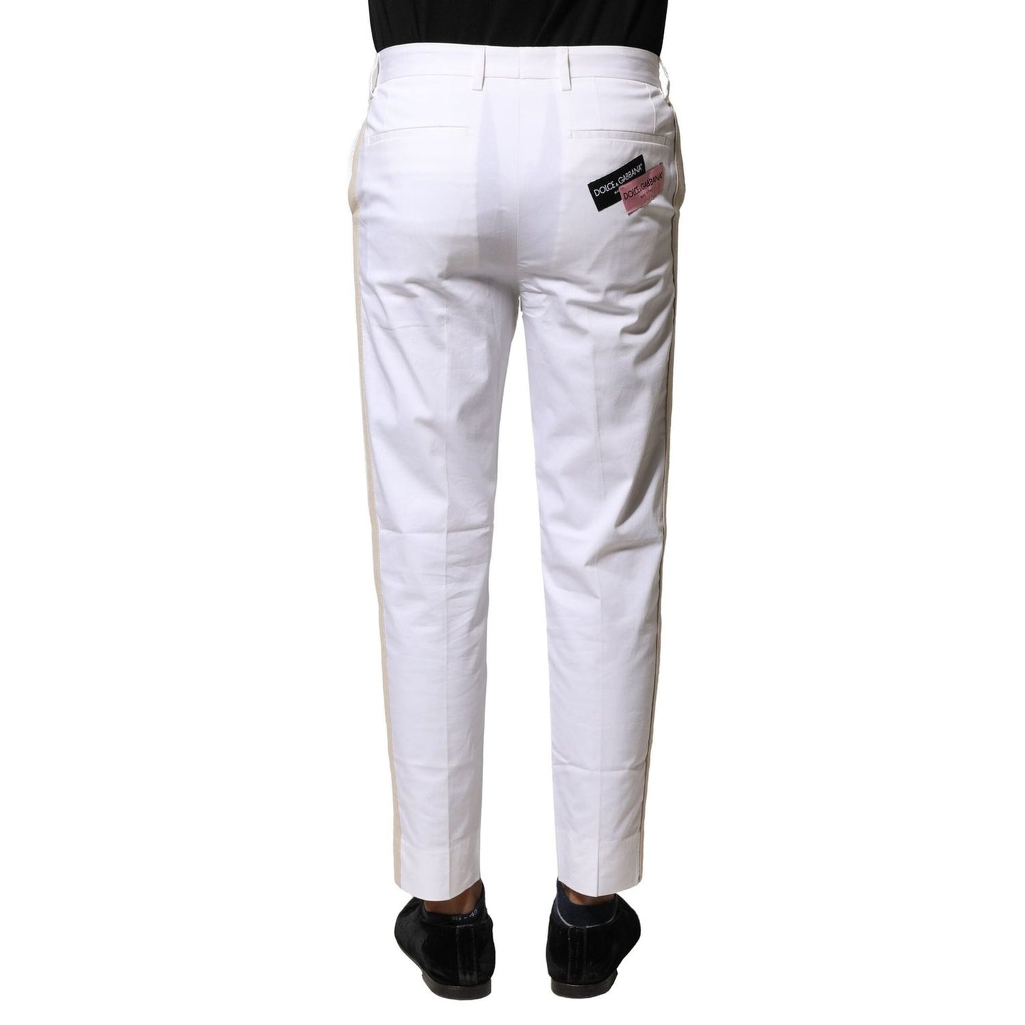 Dolce & Gabbana White Cotton Straight Logo Men Pants PAN75825-44