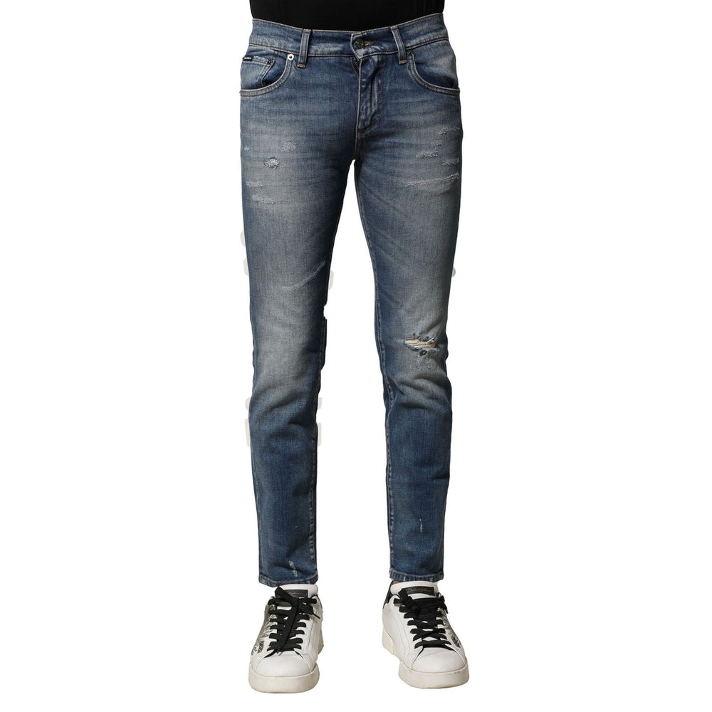 Dolce & Gabbana Blue Washed Cotton Slim Fit Men Denim Jeans PAN75882-44