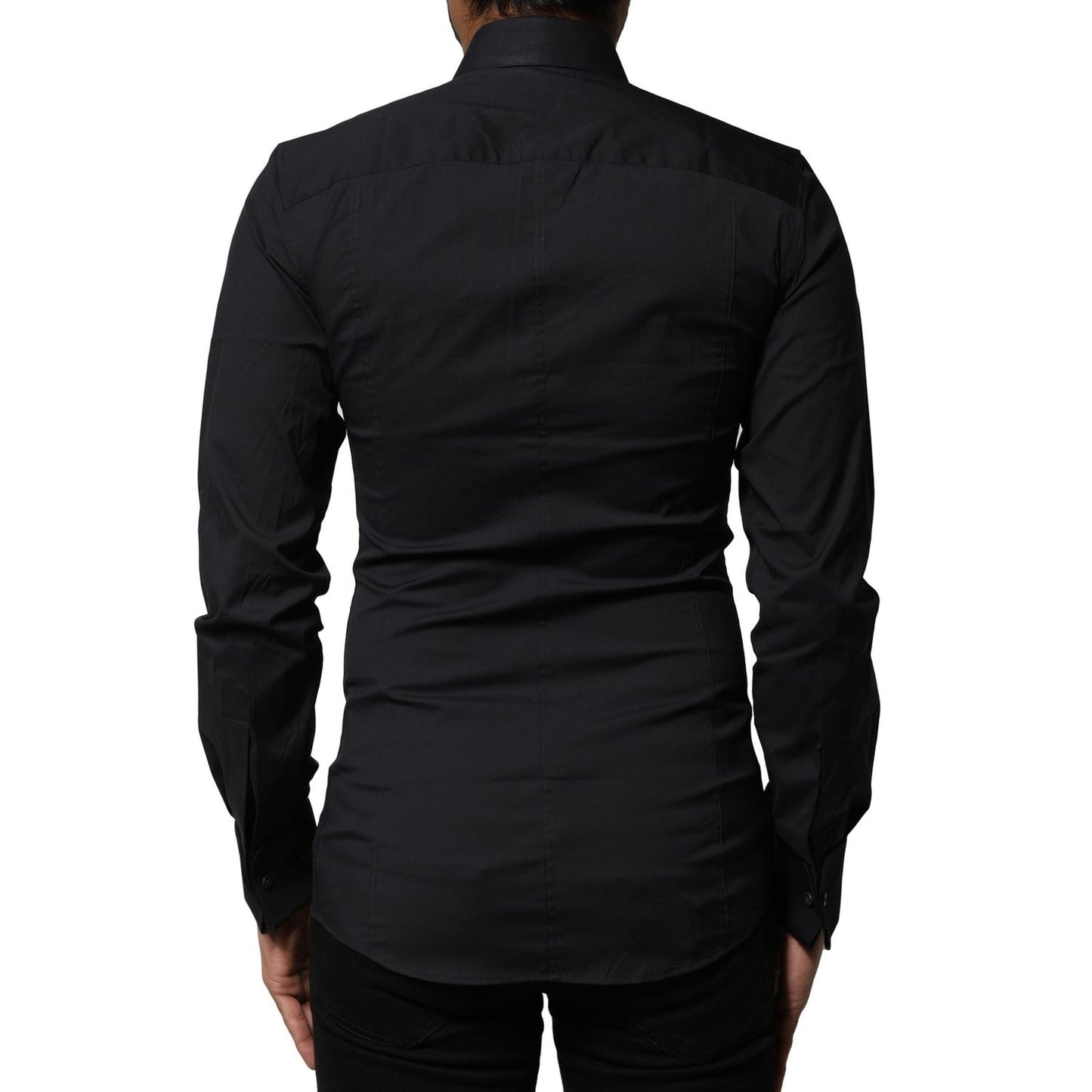Dolce & Gabbana Black Cotton SICILIA Logo Men Dress Shirt