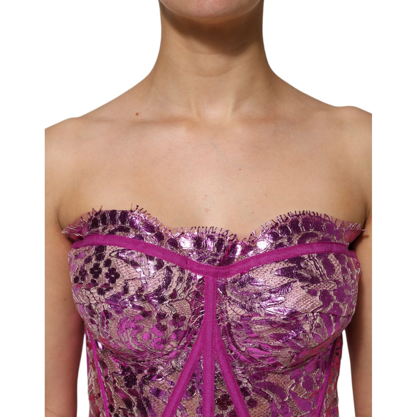 Dolce & Gabbana Pink Bustier Sleeveless Corset Blouse Top TSH87614-46