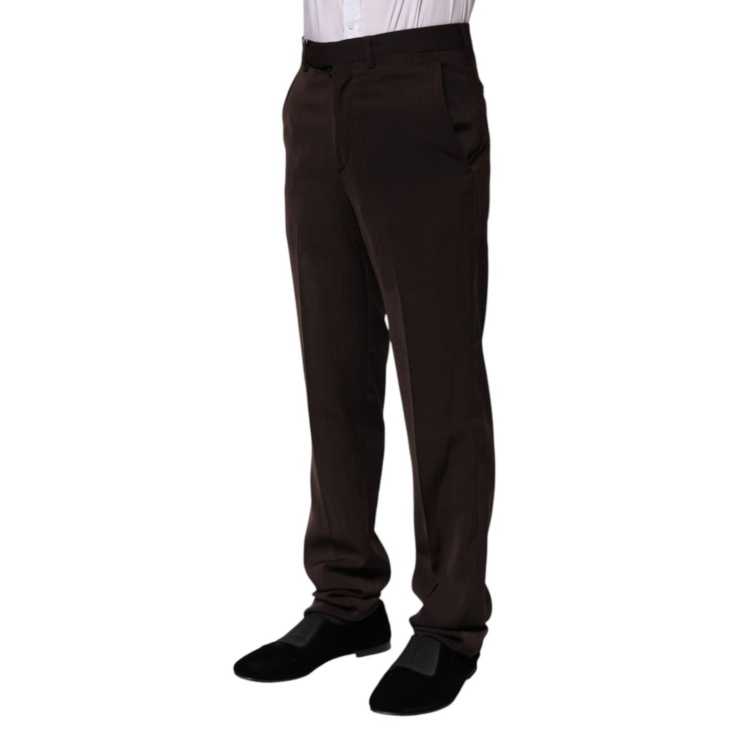 BENCIVENGA Dark Brown Mid Waist Dress Formal Pants PAN71355-44