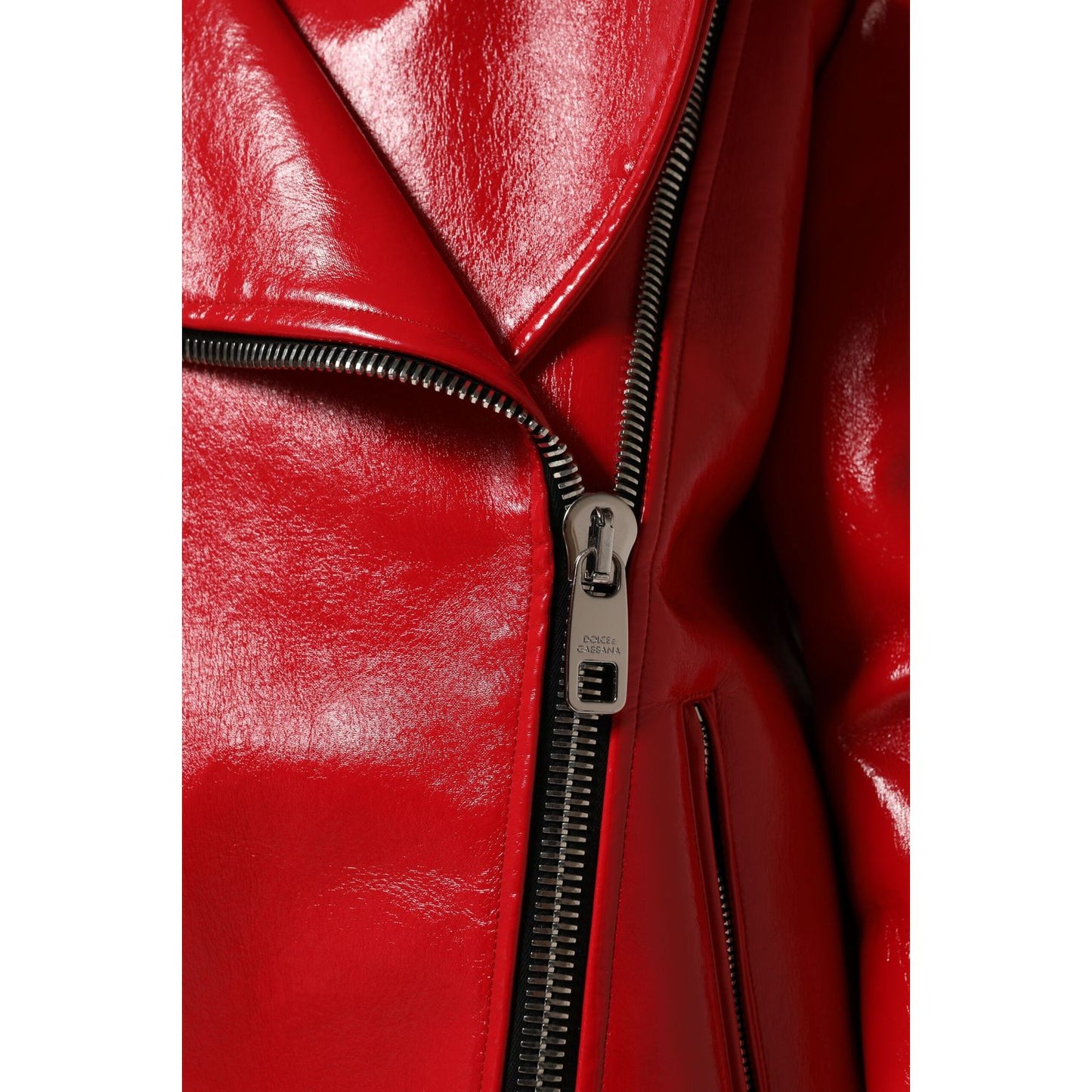 Dolce & Gabbana Red Lambskin Full Zipper Jacket JKT41465