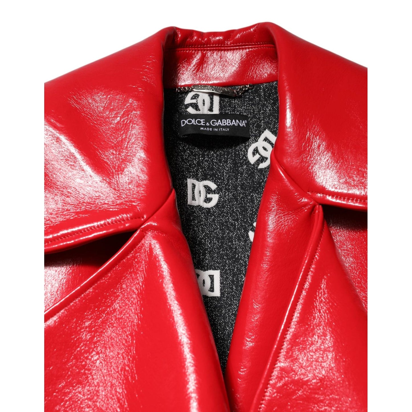 Dolce & Gabbana Red Lambskin Full Zipper Jacket JKT41465