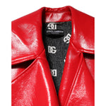 Dolce & Gabbana Red Lambskin Full Zipper Jacket JKT41465