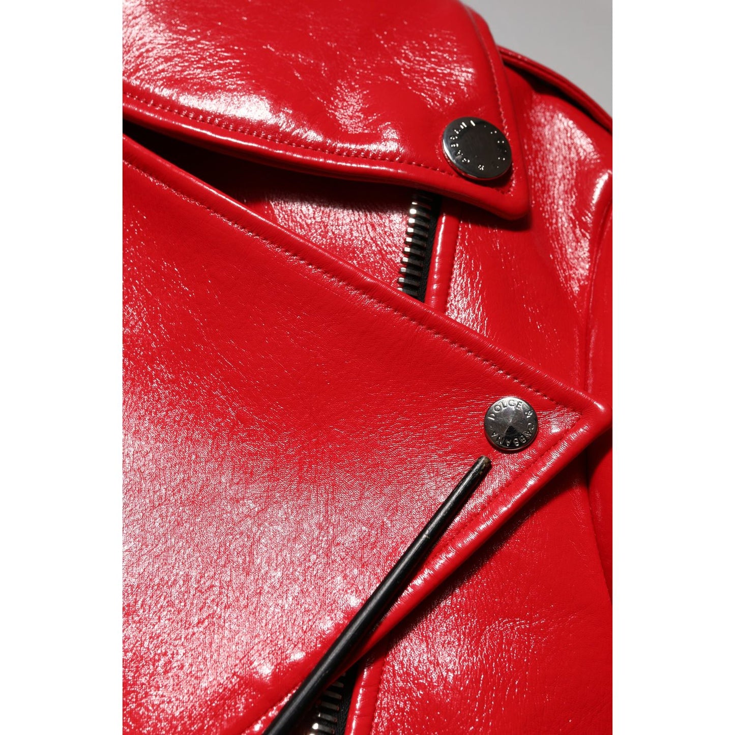 Dolce & Gabbana Red Lambskin Full Zipper Jacket JKT41465