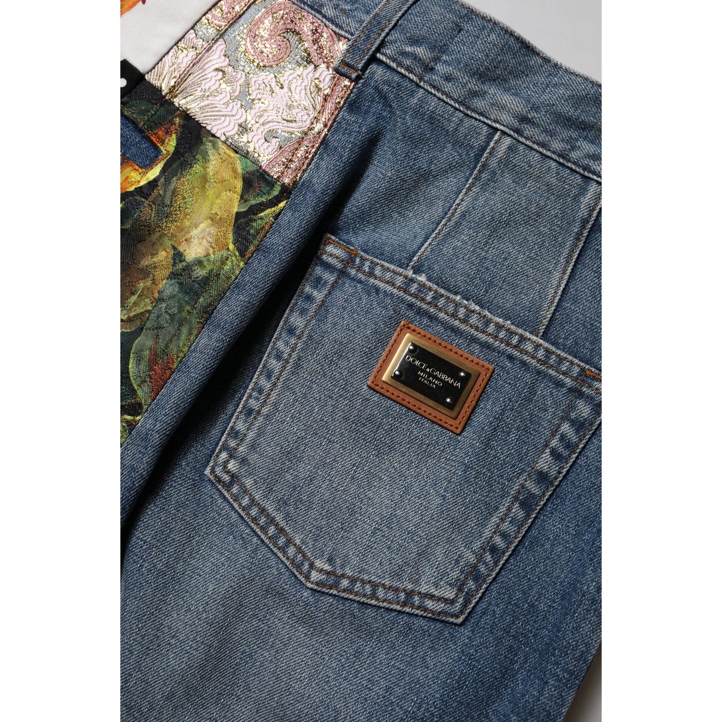 Dolce & Gabbana Blue AMBER Patchwork High Waist Denim Jeans PAN76304-40