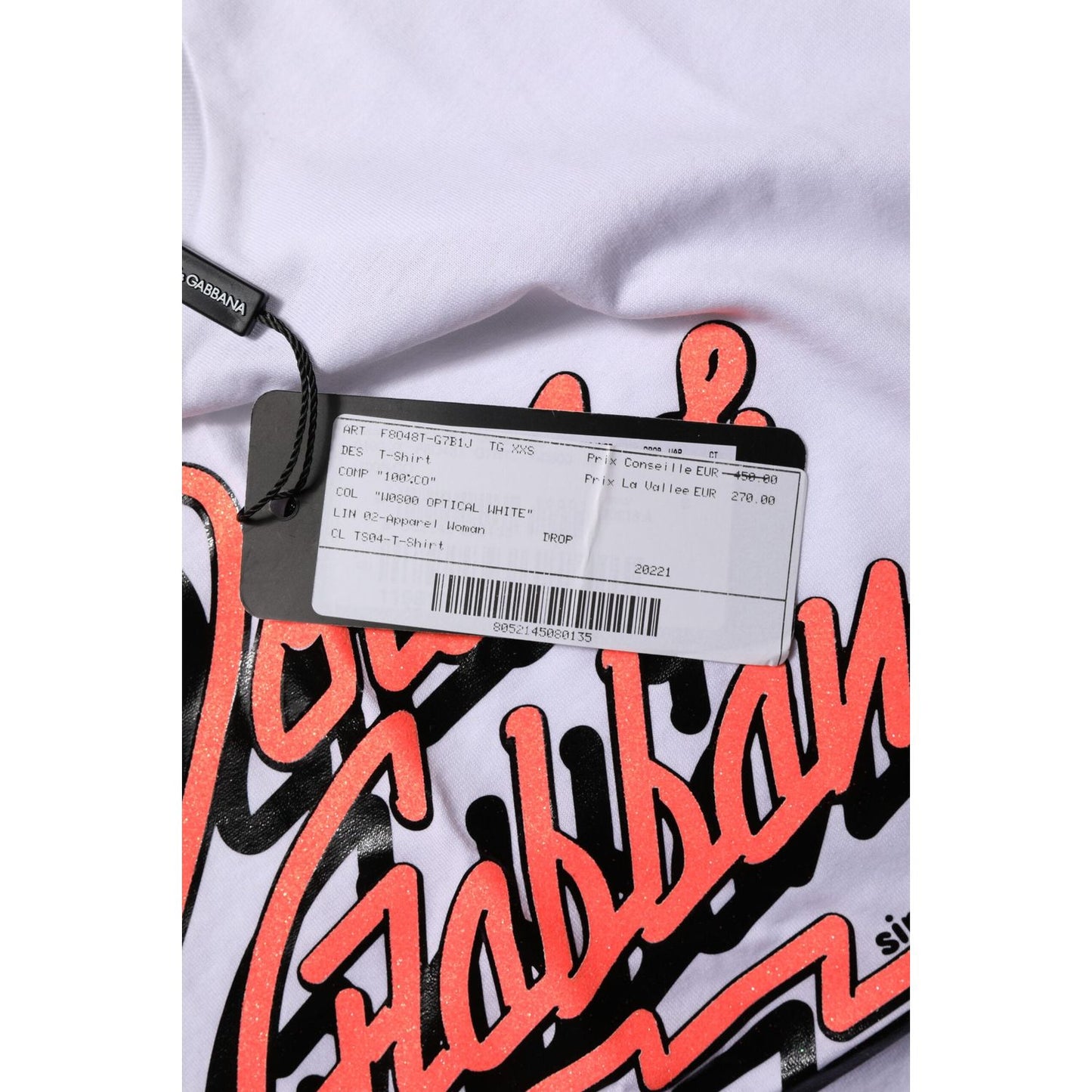 Dolce & Gabbana White Cotton Graphic Print Crew Neck T-shirt TSH84334-36