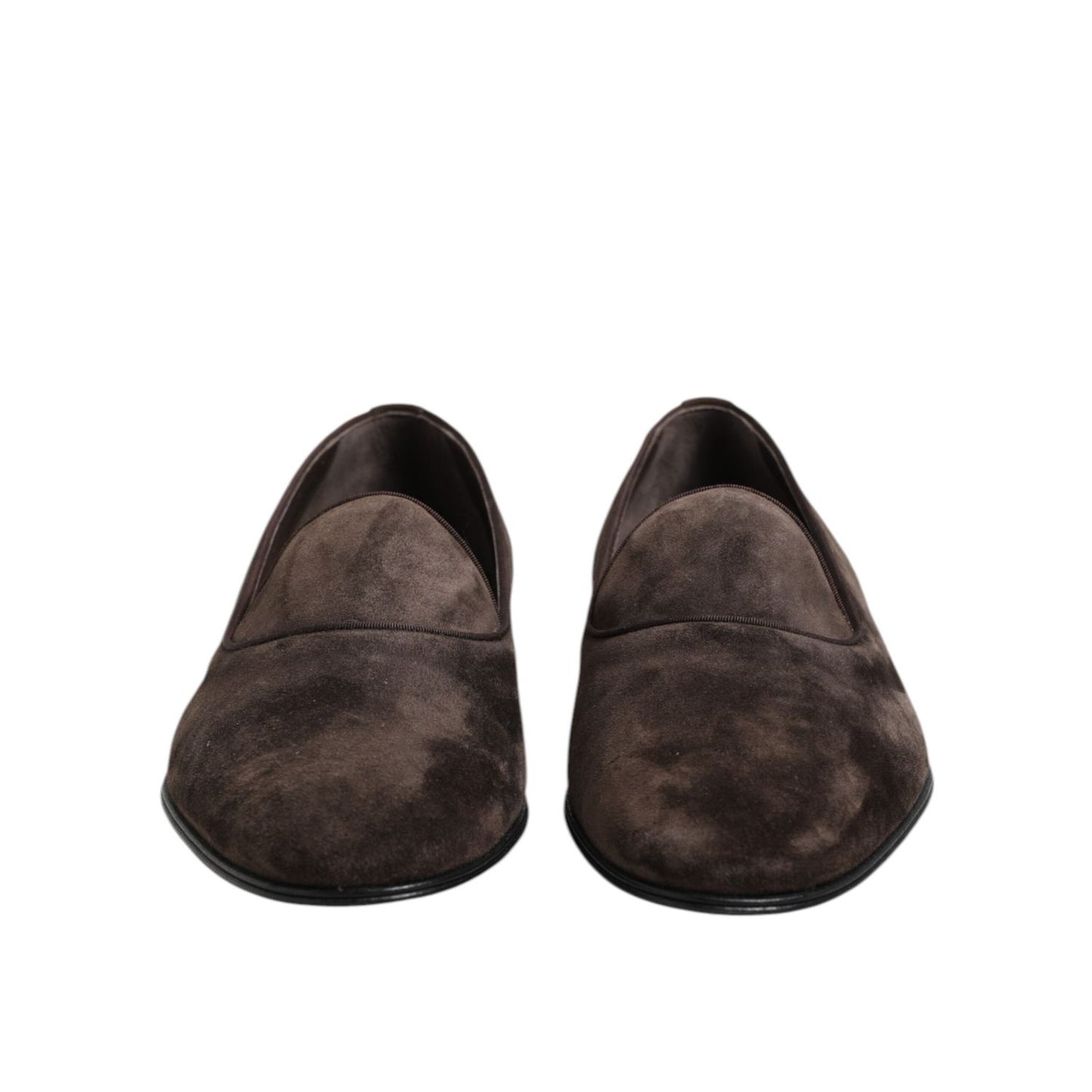 Dolce & Gabbana Brown Velvet Leather Slip On Loafers Shoes MV7488-40
