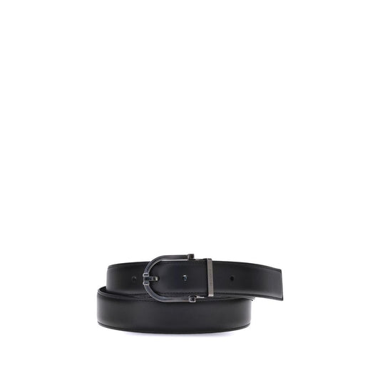 Ferragamo Black Calf Leather Bos Taurus Belt