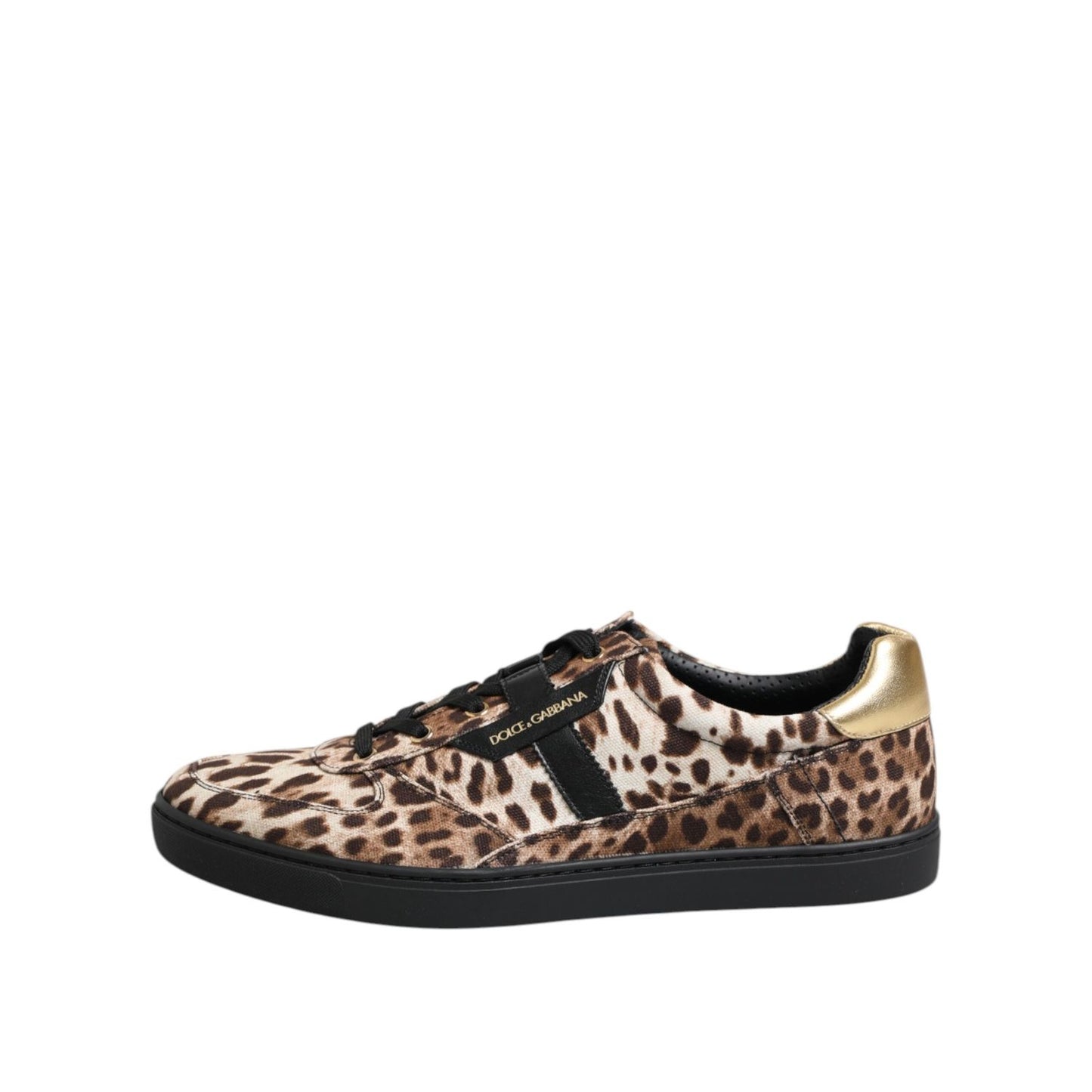 Dolce & Gabbana Brown Leopard Logo Print Cotton Sneakers Shoes MV7487-44