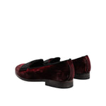 Dolce & Gabbana Red Velvet Men Slip On Loafers Dress Shoes MV7533-40