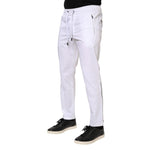 Dolce & Gabbana White Cotton Stretch Logo Men Jogger Pants PAN76219-46