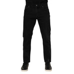 Dolce & Gabbana Black Cotton Logo Plaque Slim Fit Denim Jeans