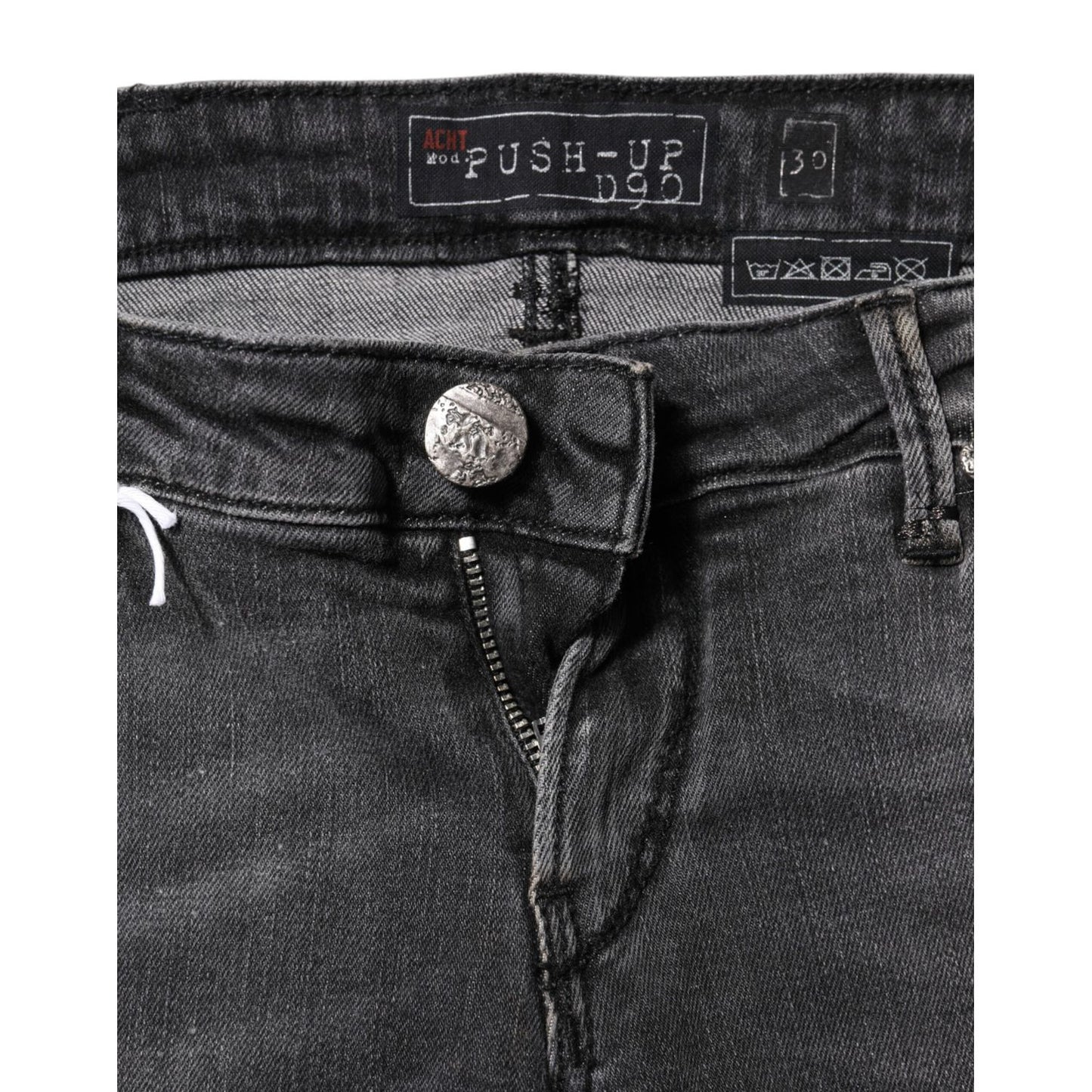 Acht Dark Gray Cotton Slim Fit Denim Low Waist Denim Jeans PAN71832-30