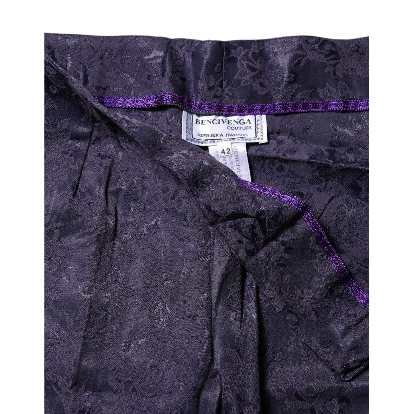 BENCIVENGA Purple Jacquard High Waisted Pants PAN74070-42