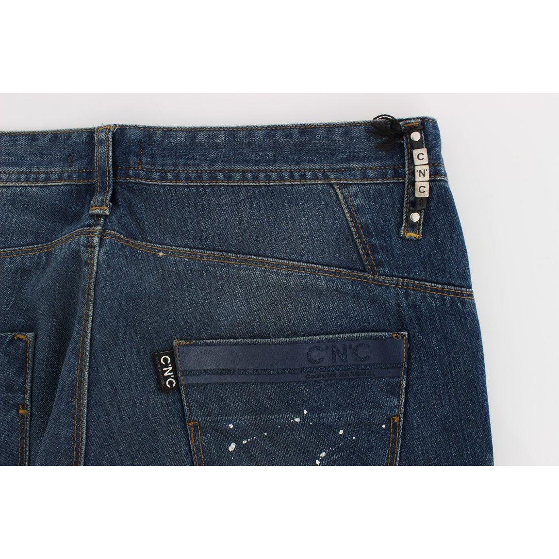 Costume National Blue Wash Paint Slim Fit Pants Jeans SIG17947-1
