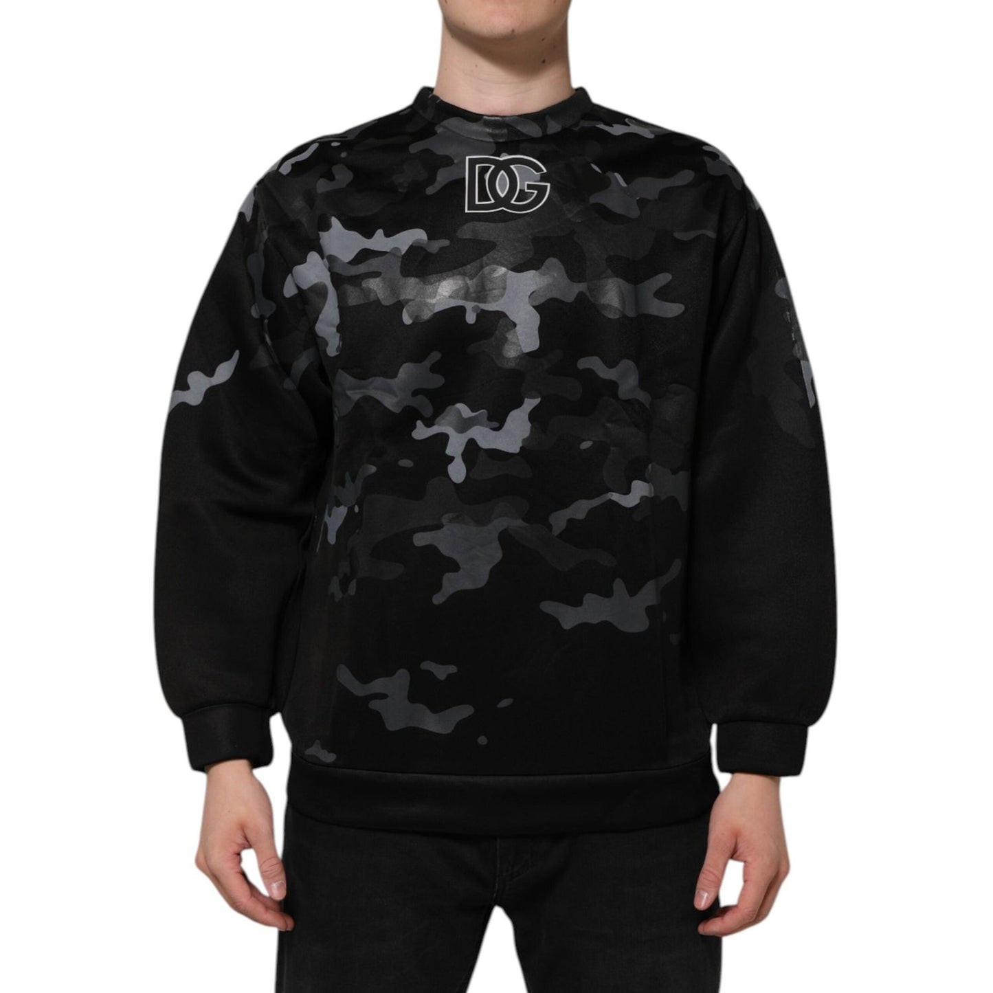 Dolce & Gabbana Black Camouflage Pullover Sweatshirt Sweater TSH906977-44