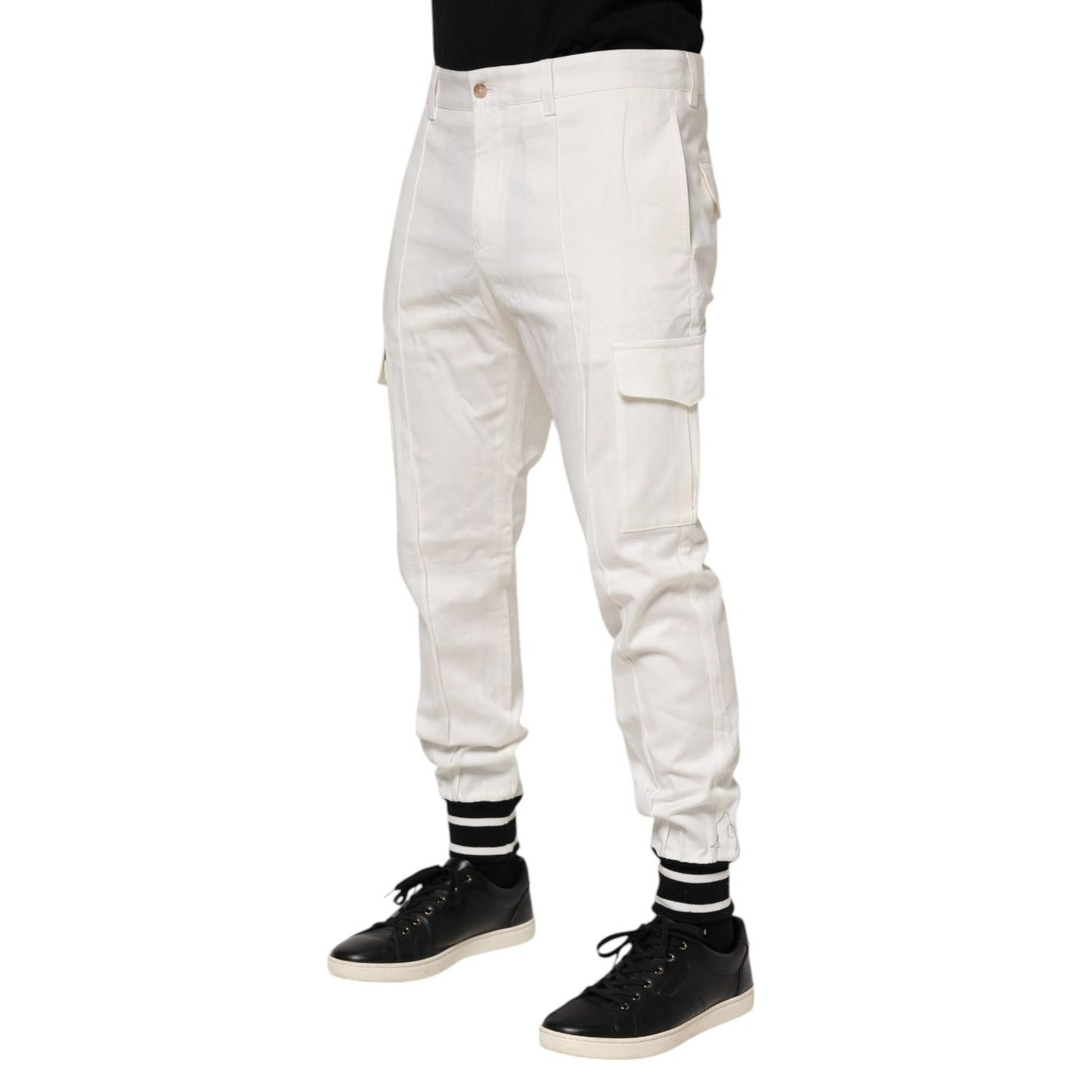 Dolce & Gabbana White Cotton Jogger Cargo Skinny Men Pants PAN76397-50