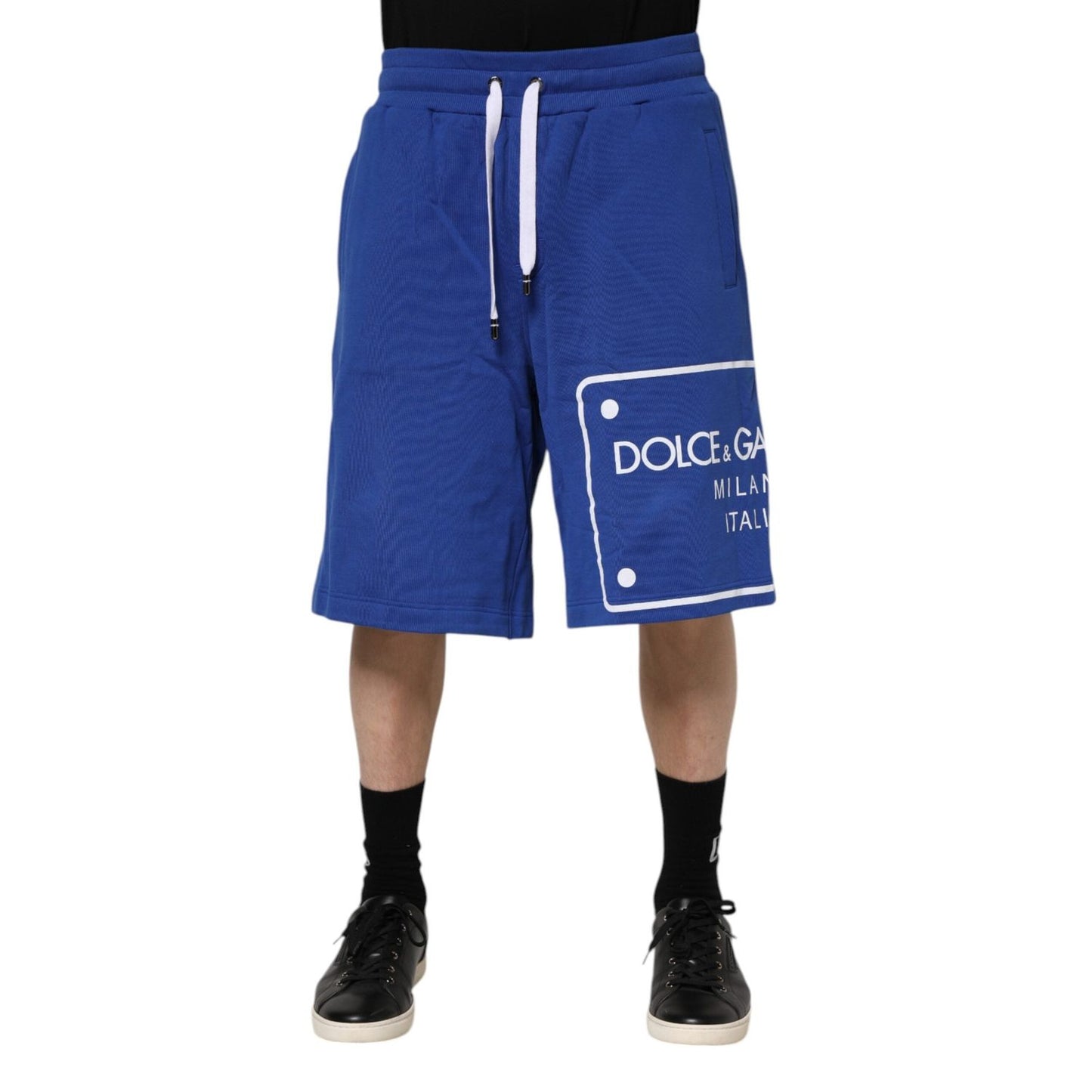 Dolce & Gabbana Blue Logo Cotton Bermuda Sweatshorts Shorts PAN76428-48