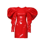 Dolce & Gabbana Red Patent Leather Puff Sleeves Mini Dress DR281325-46
