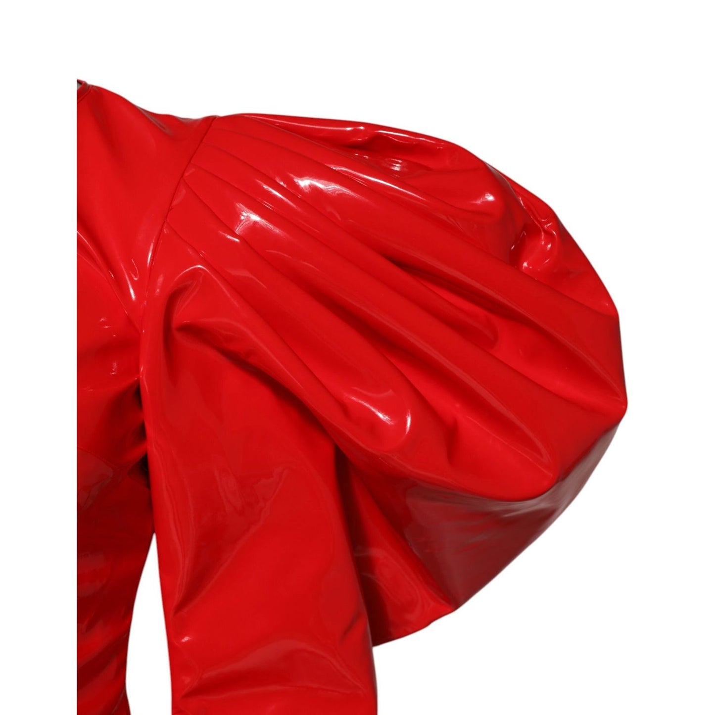 Dolce & Gabbana Red Patent Leather Puff Sleeves Mini Dress DR281325-46