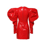 Dolce & Gabbana Red Patent Leather Puff Sleeves Mini Dress DR281325-46
