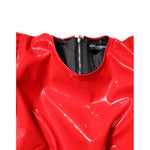 Dolce & Gabbana Red Patent Leather Puff Sleeves Mini Dress DR281325-46