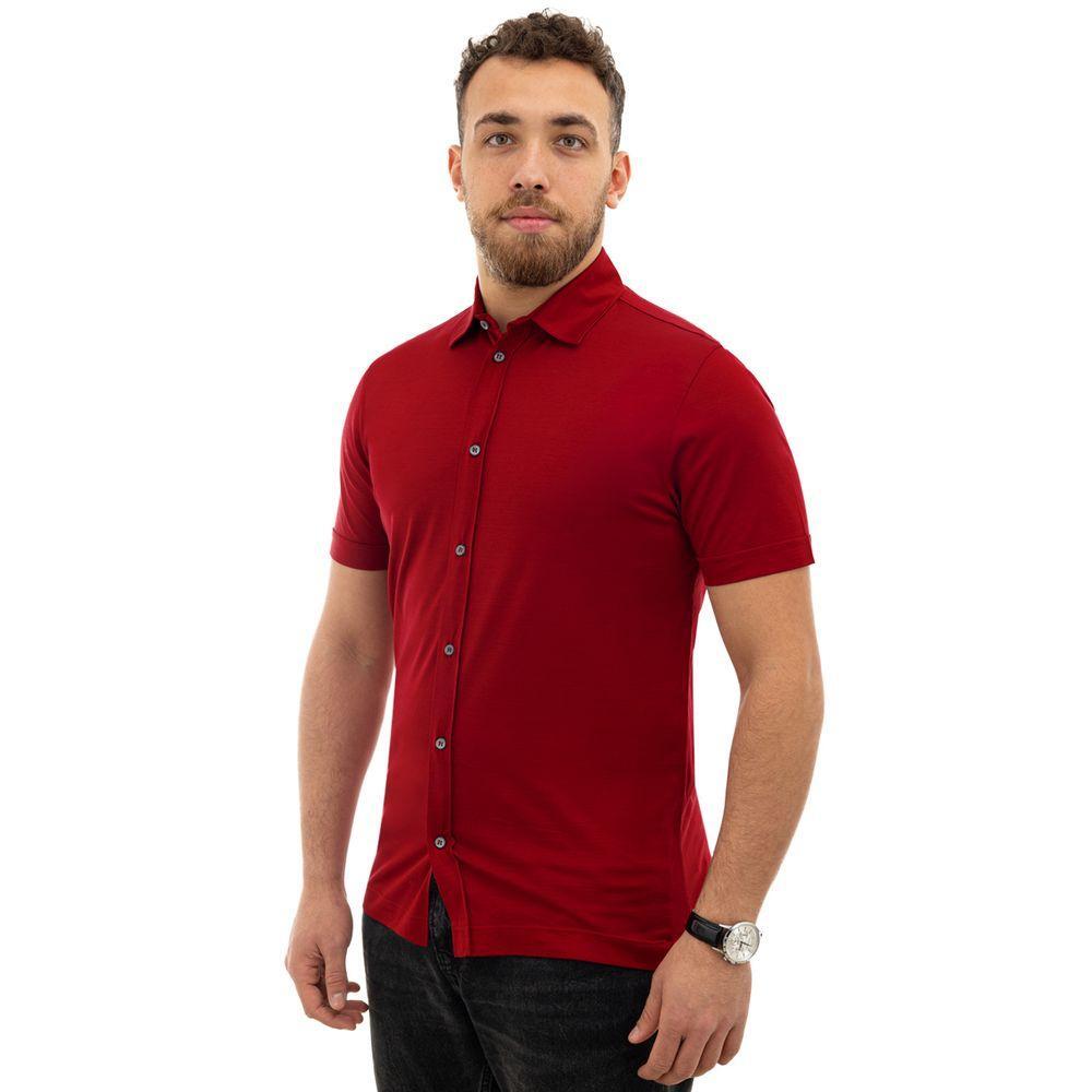 Canali Red Cotton Shirt CA-8530665-IT50 | L