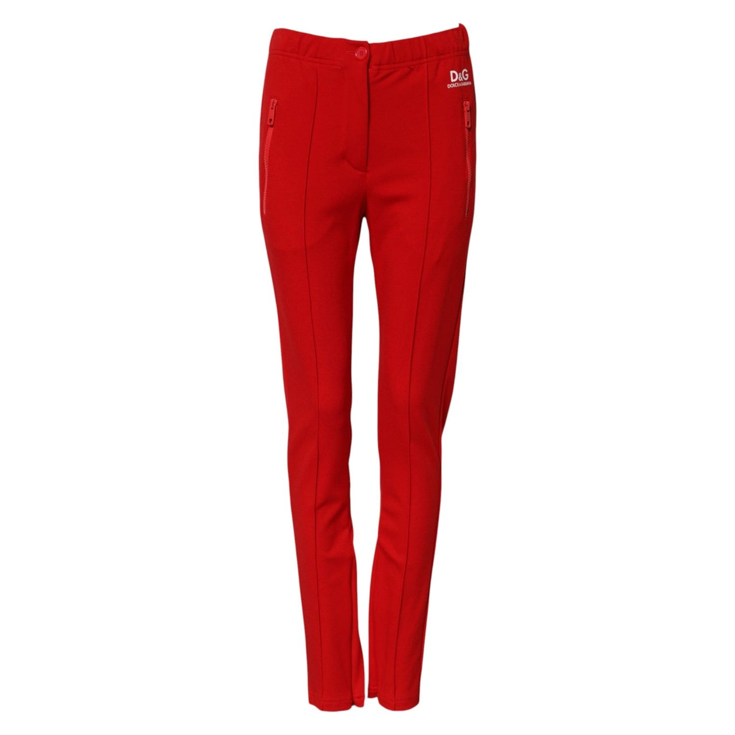 Dolce & Gabbana Red Mid Waist Slim Fit Pants PAN75641-38