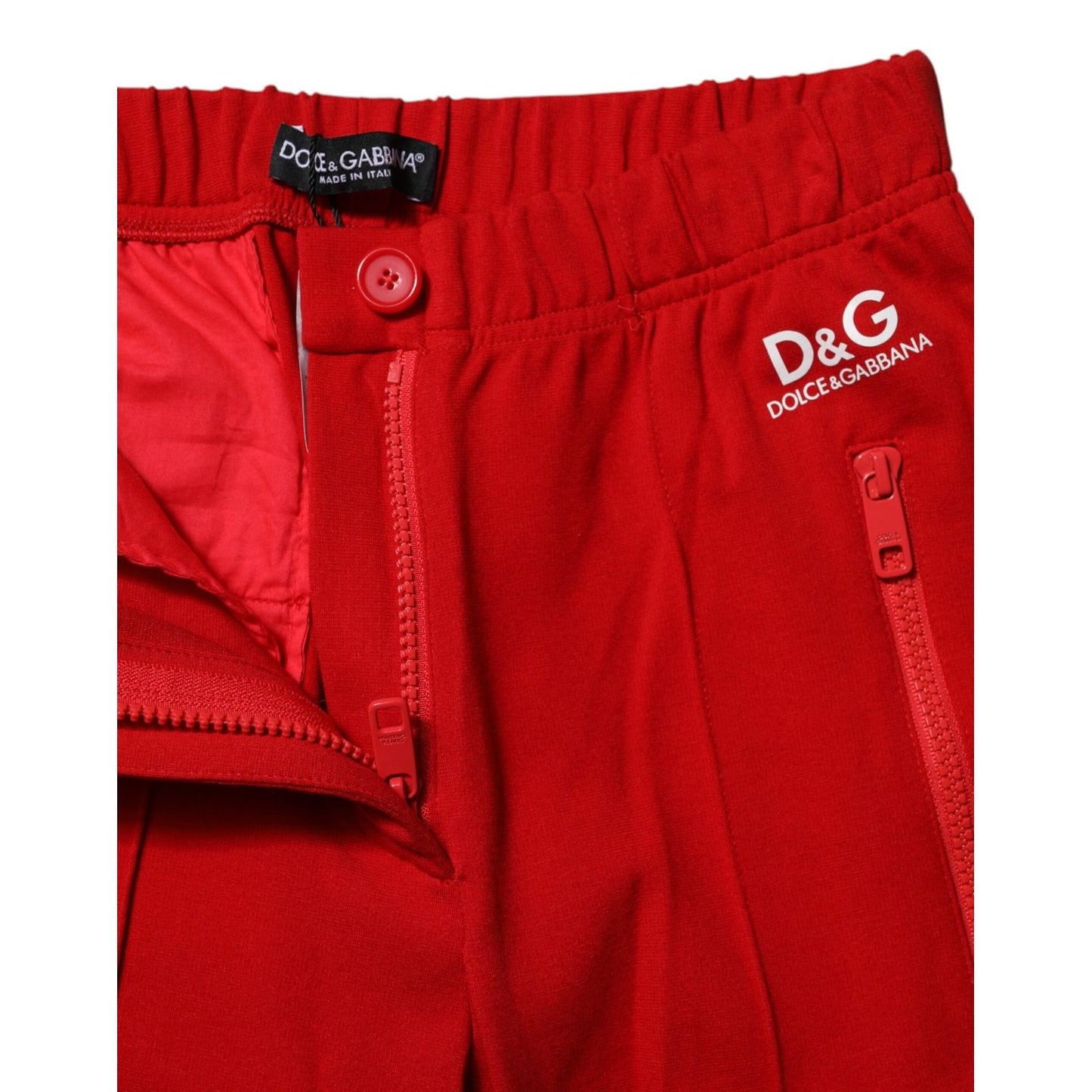 Dolce & Gabbana Red Mid Waist Slim Fit Pants PAN76495-38