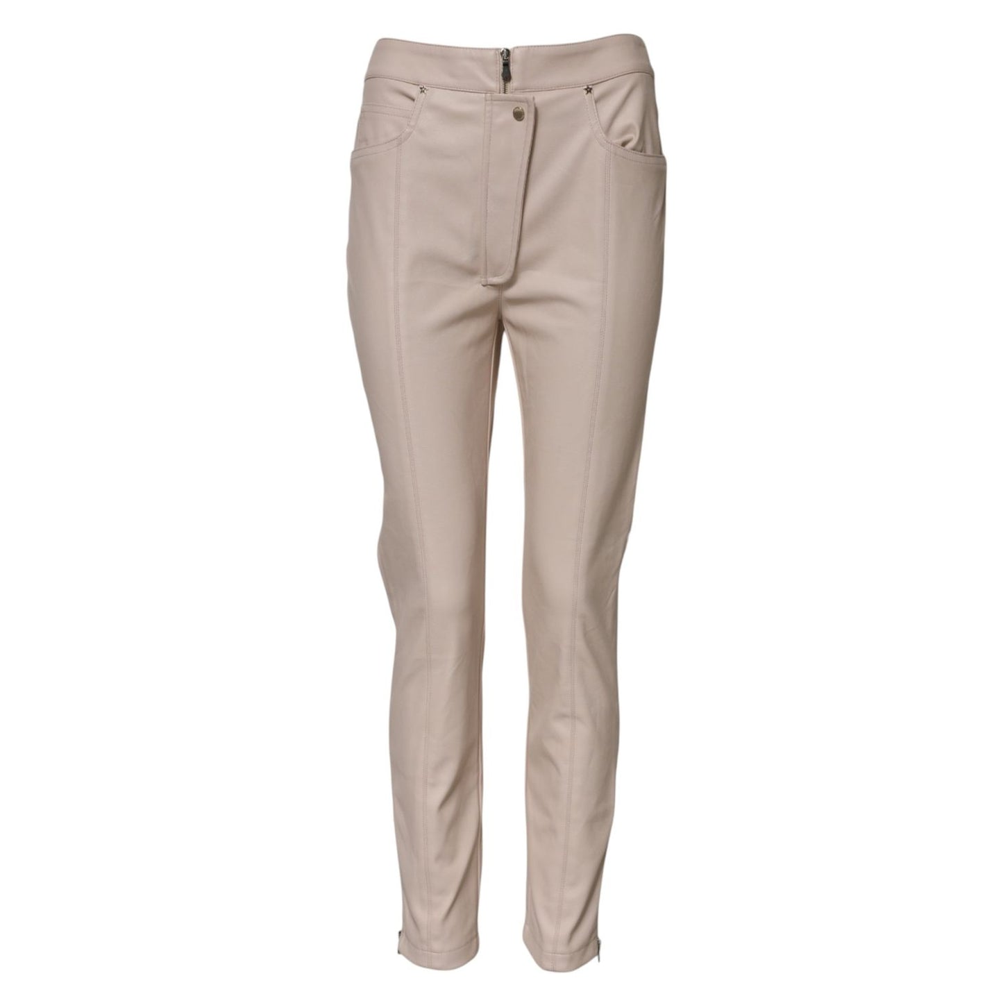 Elisabetta Franchi Beige High Waist Tapered Pants PAN76540-42