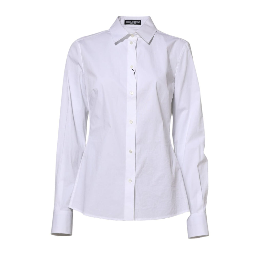 Dolce & Gabbana White Cotton Long Sleeves Collared Shirt Top TSH86536-36
