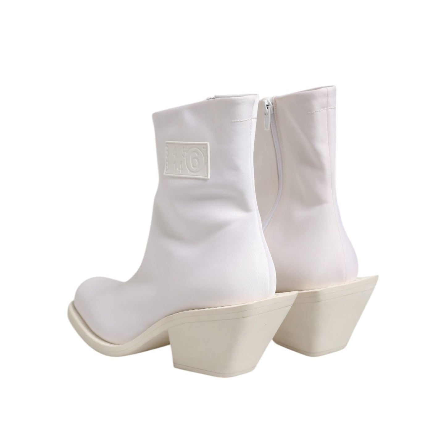 Maison Margiela White Square Heel Zip Ankle Boots Shoes LA12596-40