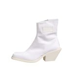 Maison Margiela White Square Heel Zip Ankle Boots Shoes LA12596-40
