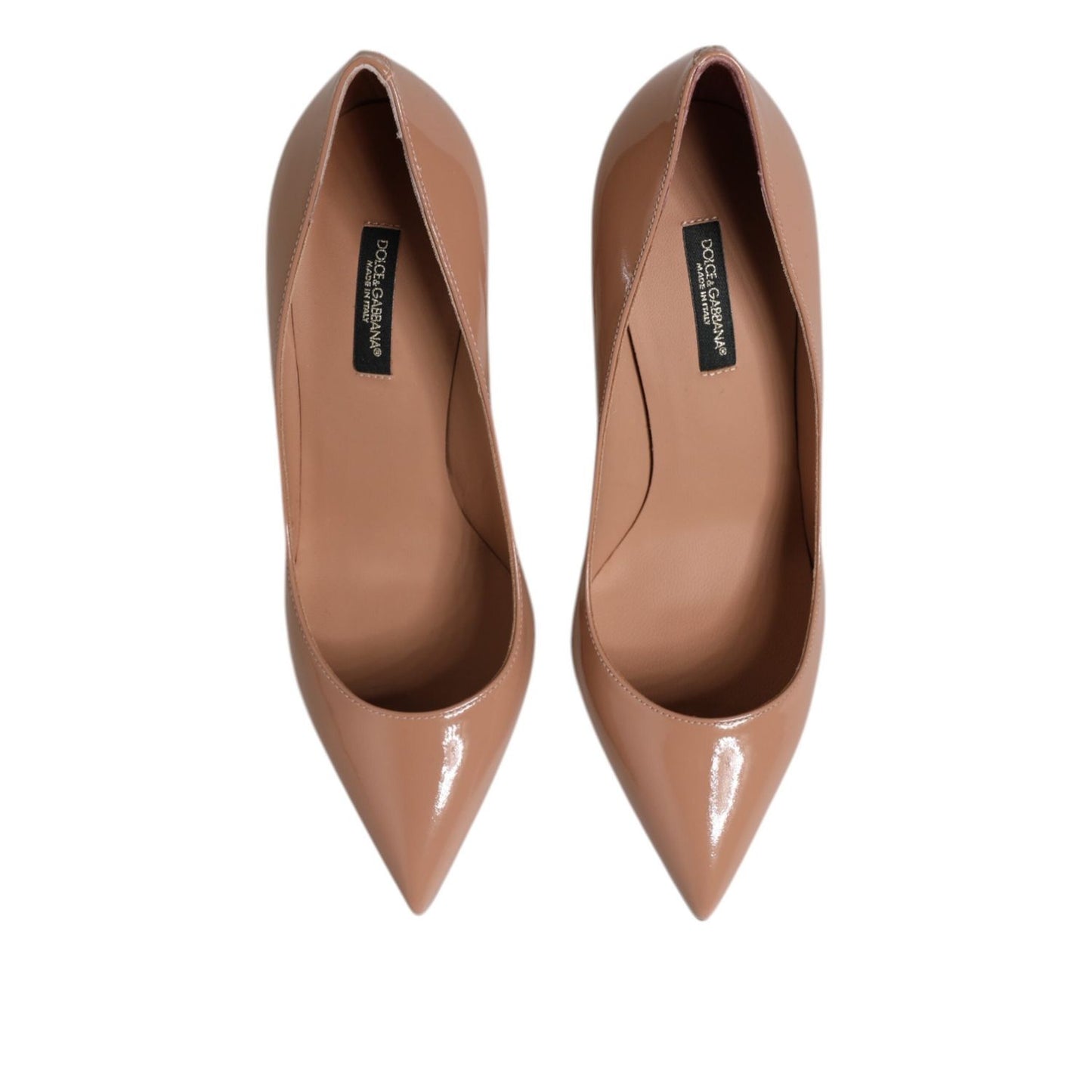 Dolce & Gabbana Beige Patent Leather Stiletto Heel Pump Shoes LA12627-40.5