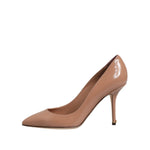 Dolce & Gabbana Beige Patent Leather Stiletto Heel Pump Shoes LA12627-40.5