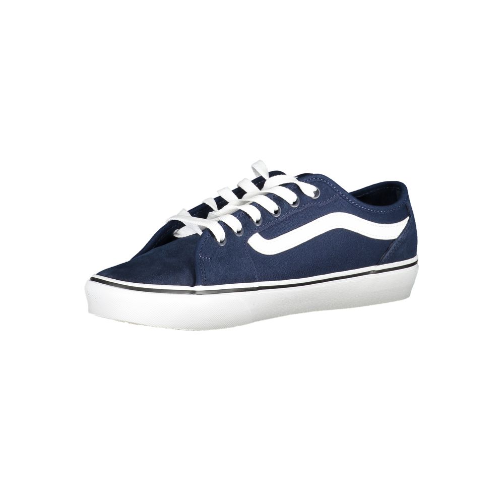 Vans Blue Polyester Sneaker with laces and contrast details, featuring brand logo, perfect for sports footwear enthusiasts.