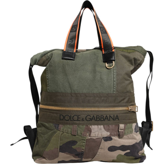 Dolce & Gabbana Military Green Patchwork Rucksack Backpack Bag