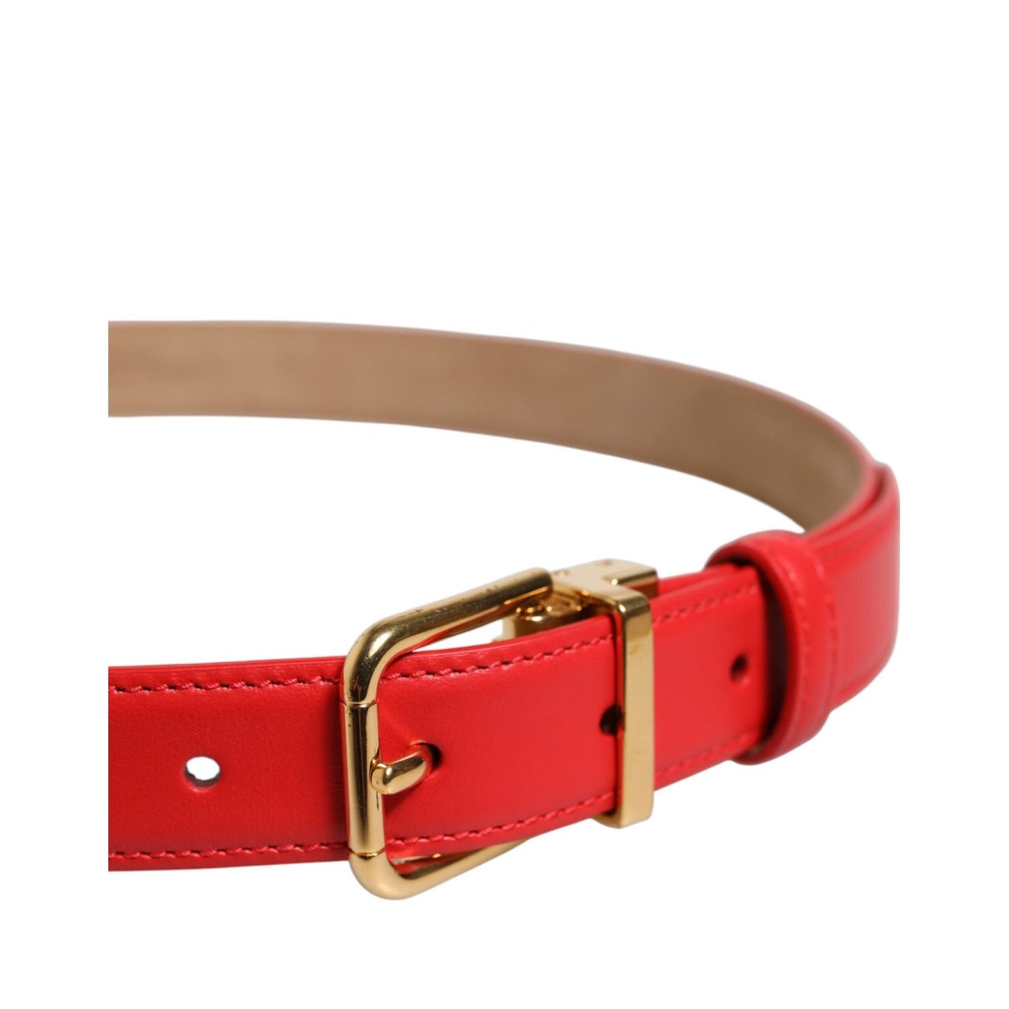 Dolce & Gabbana Red Leather Gold Metal Buckle Cintura Belt WMB524-80