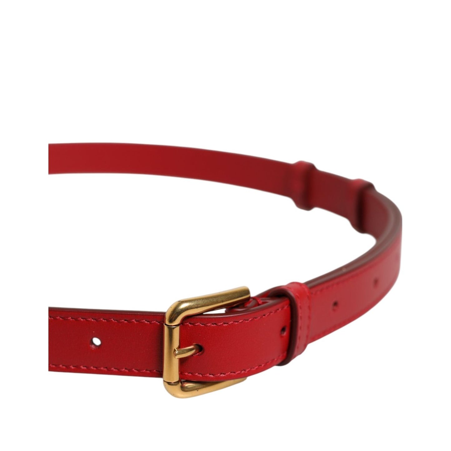 Dolce & Gabbana Red Logo Engraved Metal Waist Buckle Belt WMB541-85